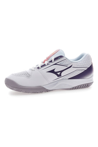 Bele odbojkarske čevlje z vijoličnimi detajli Mizuno Cyclone Speed 4