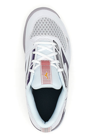 Bele odbojkarske čevlje z vijoličnimi detajli Mizuno Cyclone Speed 4