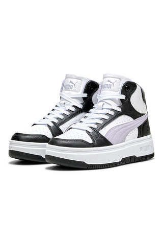 Visoke črno-bele superge z ravno podplatom Rebound Femme Mid Puma