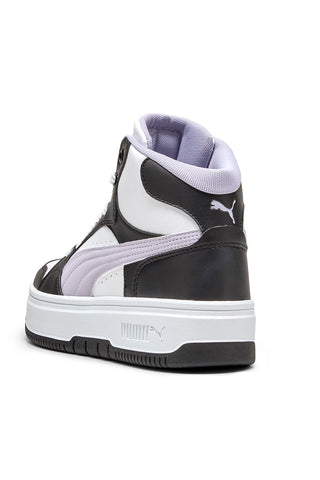 Visoke črno-bele superge z ravno podplatom Rebound Femme Mid Puma