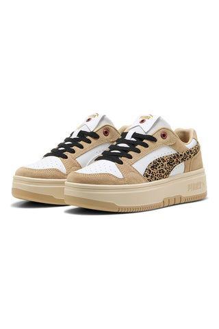 bež čevlji z živalskimi detajli iz semiša Puma Rebound Femme Low Animal