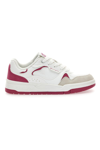 Bele superge z fuksijastimi detajli in usnjenim noskom Champion RD18 Heritage Flap Low G GS