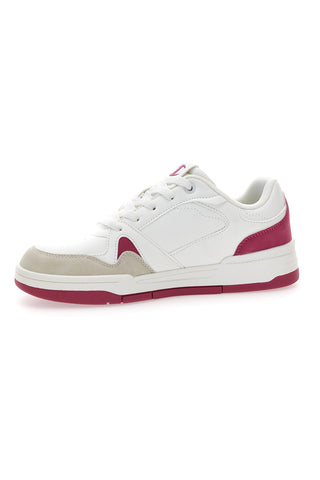 Bele superge z fuksijastimi detajli in usnjenim noskom Champion RD18 Heritage Flap Low G GS