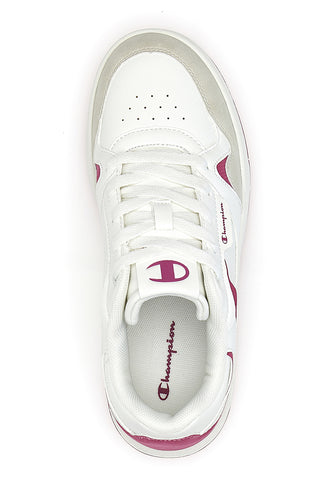 Bele superge z fuksijastimi detajli in usnjenim noskom Champion RD18 Heritage Flap Low G GS