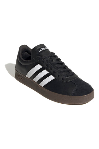 Črni čevlji z belimi črtami, gumijasta podplat Adidas VL Court Base