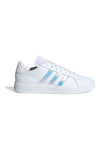 Bele superge z iridescentnimi črtami iz sintetičnih materialov Adidas Grand Court Base 2.0