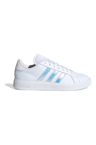 Sneakers bianche con strisce iridescenti in materie sintetiche Adidas Grand Court Base 2.0