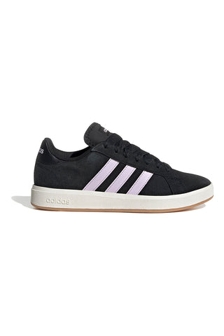 Črni superge z lila črtami iz semiša Adidas Grand Court Base 00s