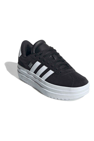 Črni superge iz semiša s platformo in belimi črtami Adidas VL Court Bold J
