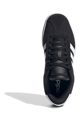 Črni superge iz semiša s platformo in belimi črtami Adidas VL Court Bold J