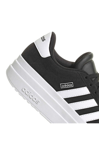 Črni superge iz semiša s platformo in belimi črtami Adidas VL Court Bold J