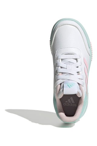 Bele superge s pastelno obarvanimi detajli iz sintetičnih materialov Adidas Tensaur Sport 2.0 K