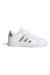 Bele superge s srebrnimi črtami Adidas Grand Court 2 K