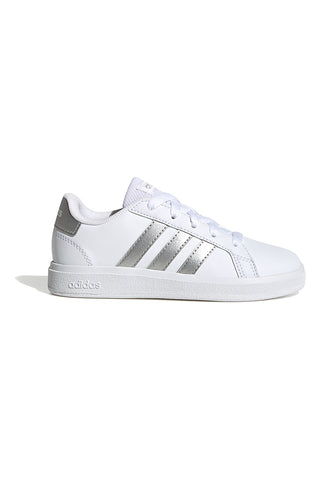 Bele superge s srebrnimi črtami Adidas Grand Court 2 K