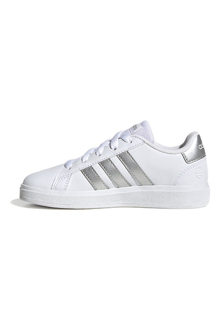 Bele superge s srebrnimi črtami Adidas Grand Court 2 K