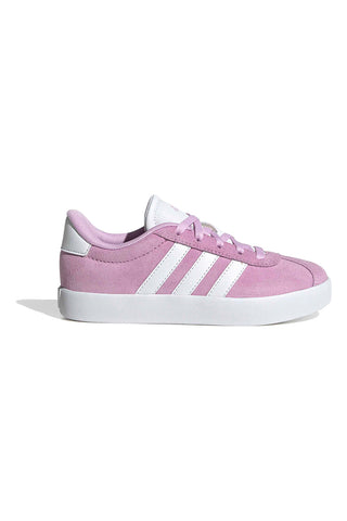 Roza superge iz semiša z belimi črtami Adidas VL Court 3.0 K