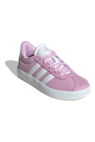 Roza superge iz semiša z belimi črtami Adidas VL Court 3.0 K