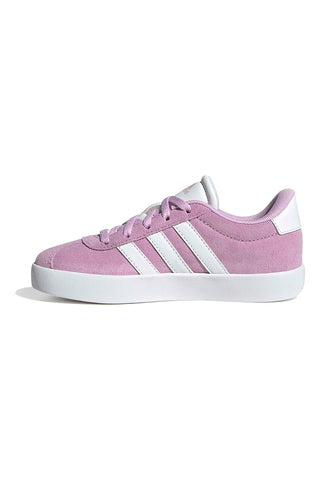 Roza superge iz semiša z belimi črtami Adidas VL Court 3.0 K