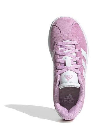 Roza superge iz semiša z belimi črtami Adidas VL Court 3.0 K