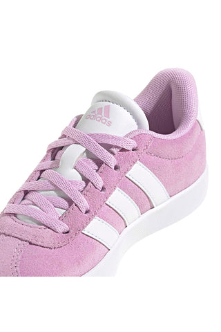 Roza superge iz semiša z belimi črtami Adidas VL Court 3.0 K