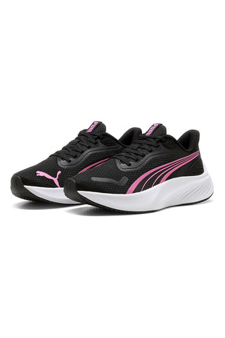 Črno-rožnate in bele mrežaste športne copate Puma Pounce Lite Jr