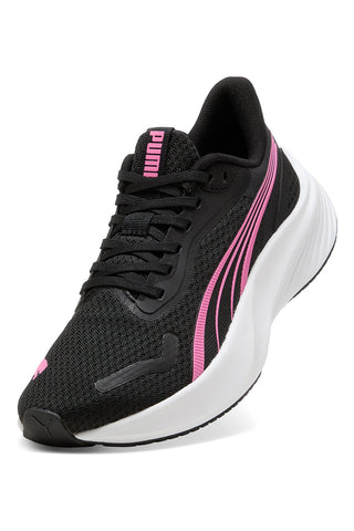 Črno-rožnate in bele mrežaste športne copate Puma Pounce Lite Jr