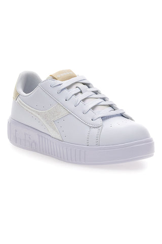 Bele ženske superge s platformo in zlatimi detajli Diadora Game Step Glam GS