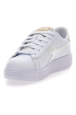 Bele ženske superge s platformo in zlatimi detajli Diadora Game Step Glam GS