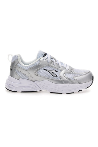 Dekliške bele in srebrne superge s kovinskimi vložki Diadora Alley Metal GS