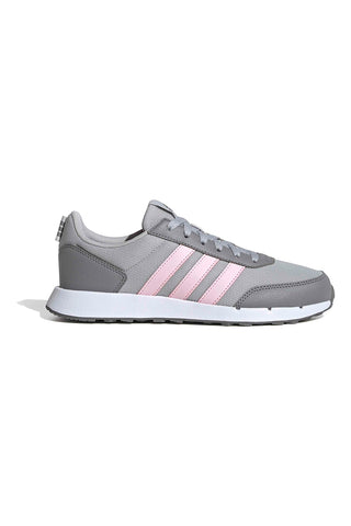 Sivi tekaški copati iz mrežastega materiala z rožnatimi črtami Adidas Run 50s