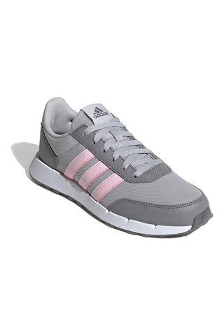 Sivi tekaški copati iz mrežastega materiala z rožnatimi črtami Adidas Run 50s
