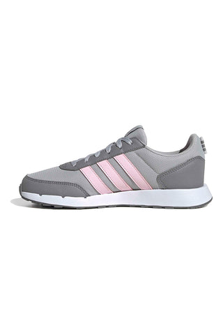 Sivi tekaški copati iz mrežastega materiala z rožnatimi črtami Adidas Run 50s