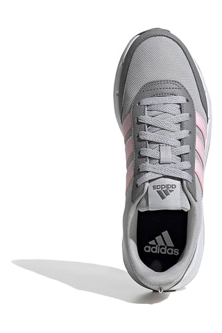 Sivi tekaški copati iz mrežastega materiala z rožnatimi črtami Adidas Run 50s