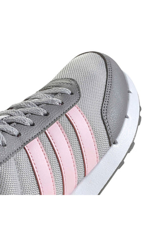 Sivi tekaški copati iz mrežastega materiala z rožnatimi črtami Adidas Run 50s