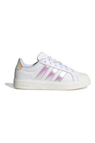 Bele superge z mavričnimi črtami in školjčasto konico Adidas Streettalk J