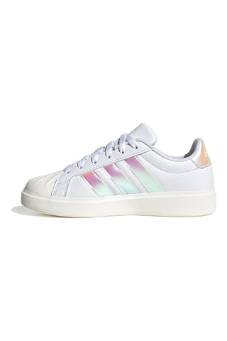 Bele superge z mavričnimi črtami in školjčasto konico Adidas Streettalk J