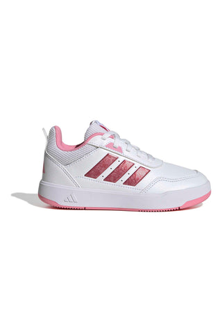 Bele superge z roza metaliziranimi črtami in podplatom, ki ne pušča sledi Adidas Tensaur Sport 3.0 K