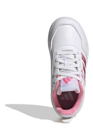 Bele superge z roza metaliziranimi črtami in podplatom, ki ne pušča sledi Adidas Tensaur Sport 3.0 K