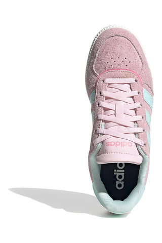 Roza superge iz semiša z modrimi črtami in predoblikovano podplatom Adidas Breaknet Sleek J