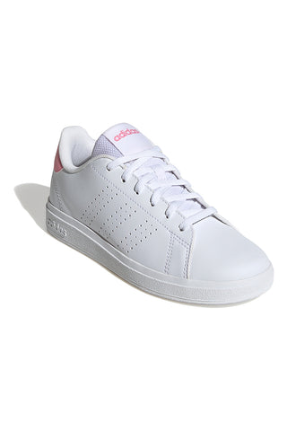 Bele superge z roza peto in perforiranimi črtami Adidas Advantage Base 2.0 J
