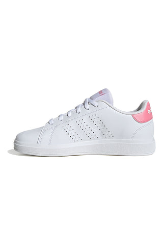 Bele superge z roza peto in perforiranimi črtami Adidas Advantage Base 2.0 J