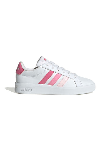 Bele superge z roza progami iz sintetičnega materiala Adidas Grand Court 3.0 J