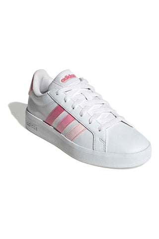 Bele superge z roza progami iz sintetičnega materiala Adidas Grand Court 3.0 J