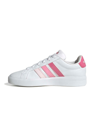 Bele superge z roza progami iz sintetičnega materiala Adidas Grand Court 3.0 J