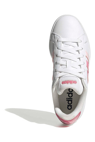 Bele superge z roza progami iz sintetičnega materiala Adidas Grand Court 3.0 J