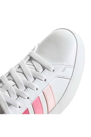 Bele superge z roza progami iz sintetičnega materiala Adidas Grand Court 3.0 J