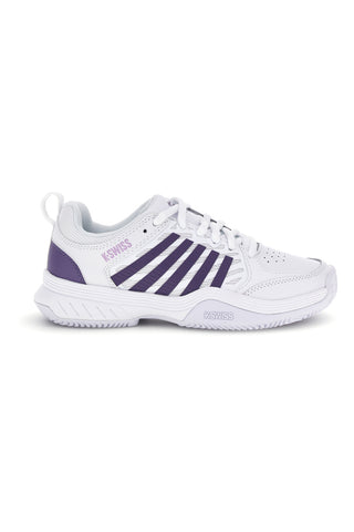 Beli teniški čevlji z vijoličnimi vložki K-swiss Court Express 2 Clay