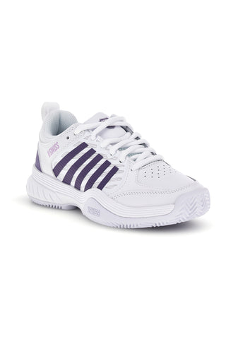 Beli teniški čevlji z vijoličnimi vložki K-swiss Court Express 2 Clay