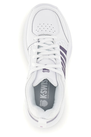 Beli teniški čevlji z vijoličnimi vložki K-swiss Court Express 2 Clay