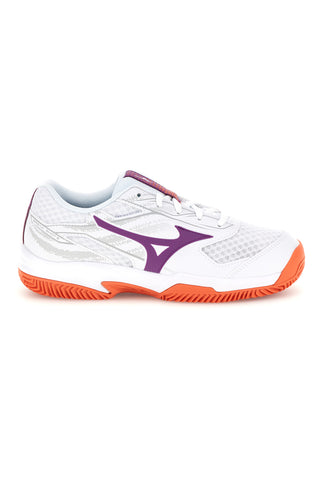 Scarpe da tennis bianche con dettagli viola e arancioni Mizuno Break Shot 5 CC